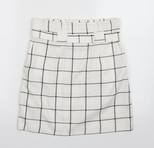 Miss Selfridge Womens White Check  Mini Skirt Size 8