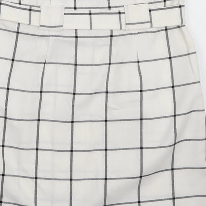 Miss Selfridge Womens White Check  Mini Skirt Size 8