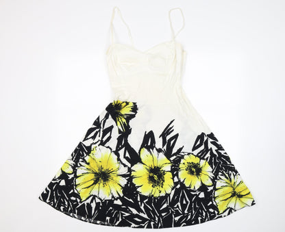 bay Womens White Floral  Fit & Flare  Size 8