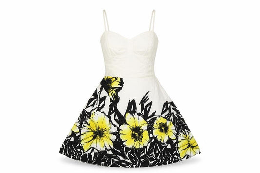 bay Womens White Floral  Fit & Flare  Size 8