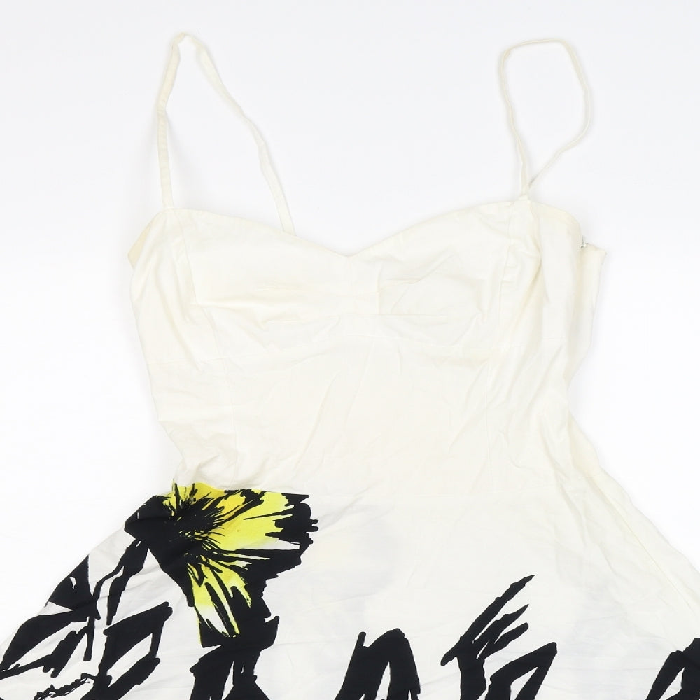 bay Womens White Floral  Fit & Flare  Size 8