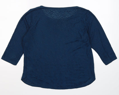 River Island Womens Blue Floral Knit Pullover Jumper Size 12