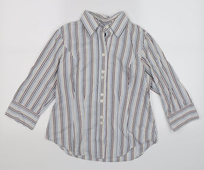 Autograph Womens White Striped  Basic Blouse Size 8  - BLUE BROWN