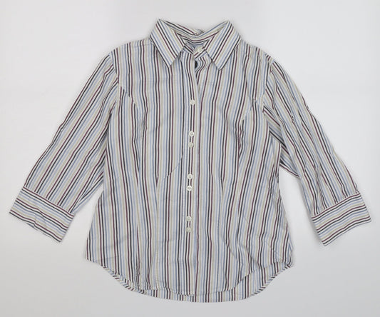 Autograph Womens White Striped  Basic Blouse Size 8  - BLUE BROWN