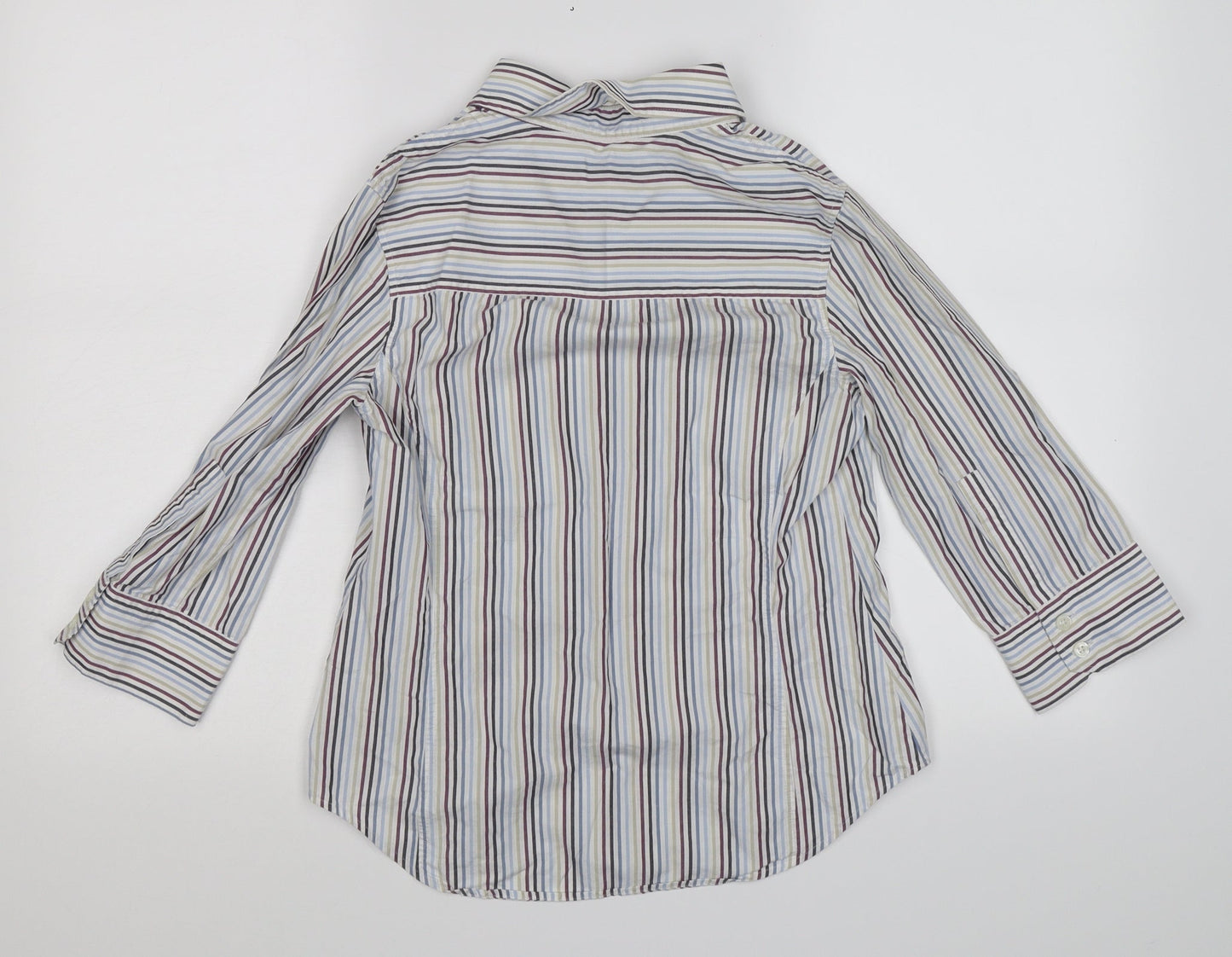 Autograph Womens White Striped  Basic Blouse Size 8  - BLUE BROWN