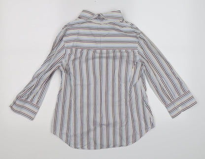 Autograph Womens White Striped  Basic Blouse Size 8  - BLUE BROWN