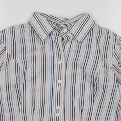 Autograph Womens White Striped  Basic Blouse Size 8  - BLUE BROWN