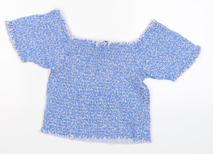 New Look Girls Blue Floral Crepe Cropped Casual Size 14-15 Years
