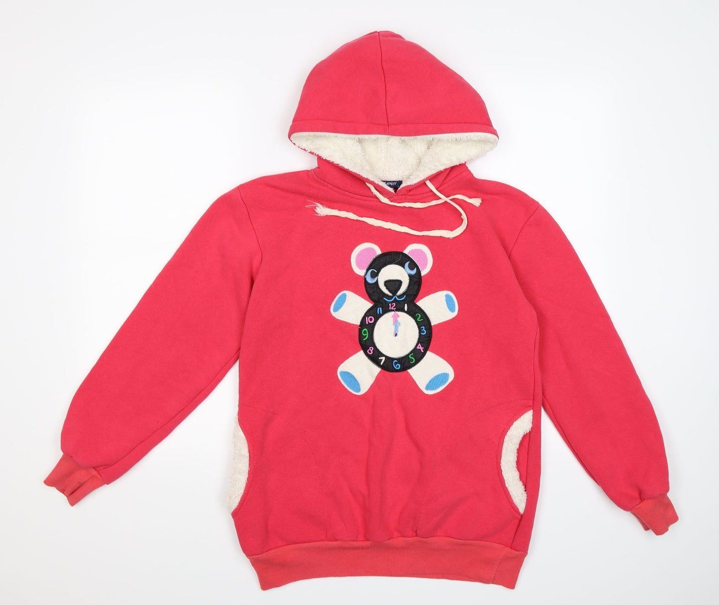 one jumper Womens Pink  Jersey Pullover Hoodie Size L  - teddy