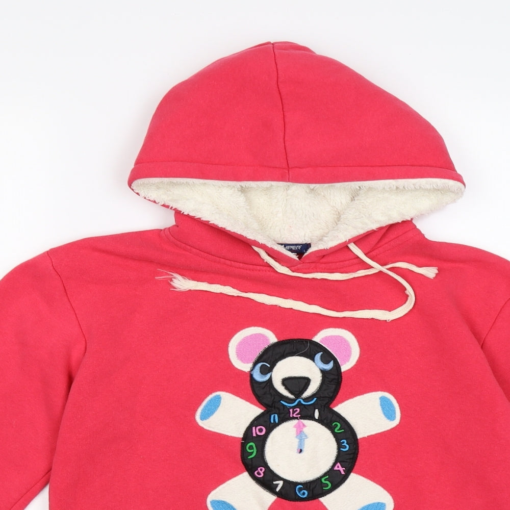 one jumper Womens Pink  Jersey Pullover Hoodie Size L  - teddy