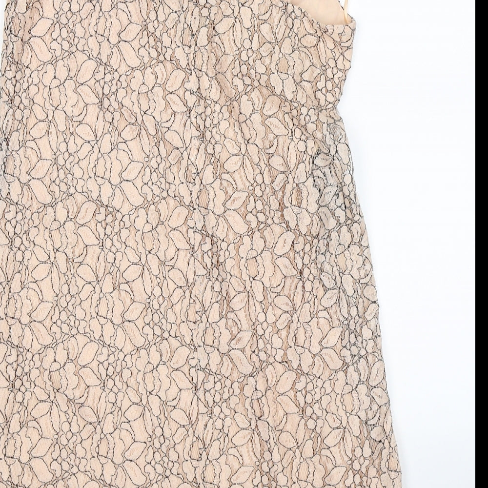 River Island Womens Pink Floral Lace Slip Dress  Size 12