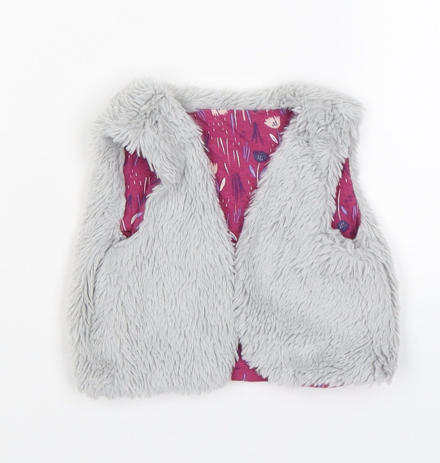 TU Girls Grey   Vest Jumper Size 9-12 Months  - faux fur