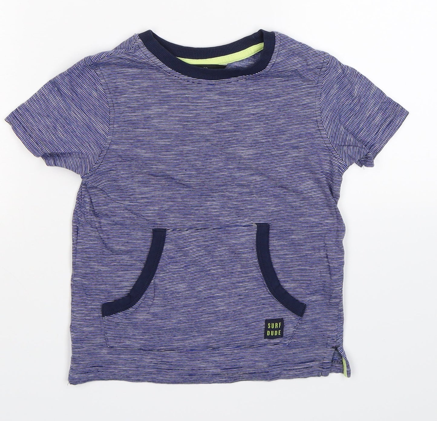 George Boys Blue Striped  Basic T-Shirt Size 3-4 Years  - surf dude