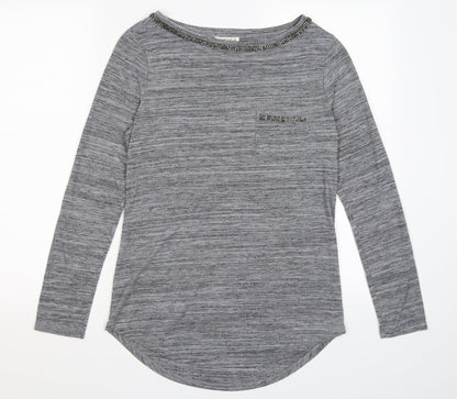 Womens UK Size 12 Indigo Grey Basic Blouse