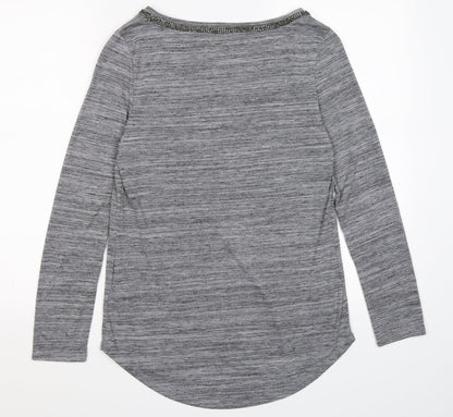Womens UK Size 12 Indigo Grey Basic Blouse