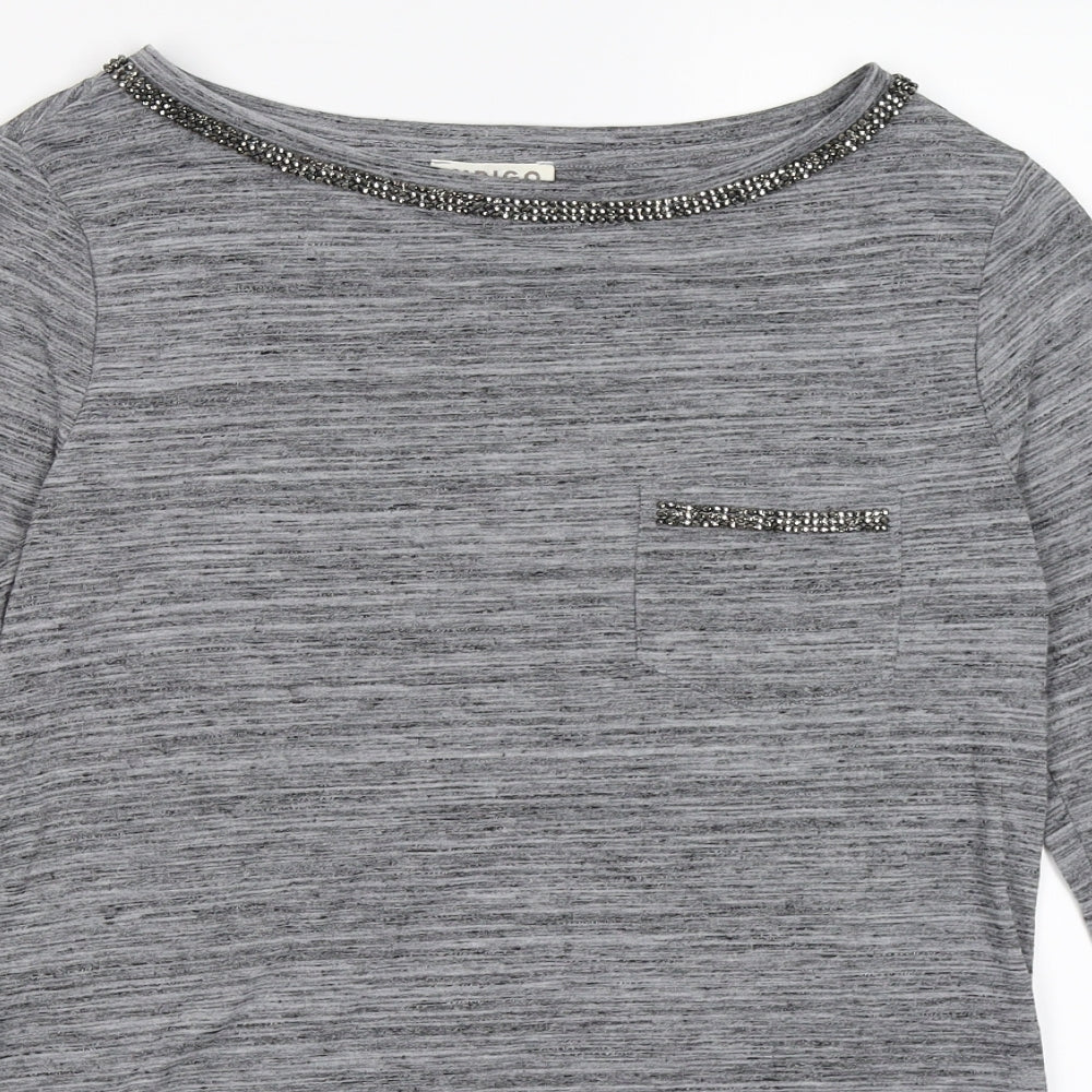 Womens UK Size 12 Indigo Grey Basic Blouse