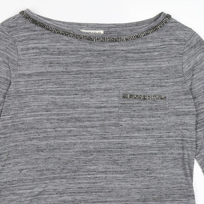 Womens UK Size 12 Indigo Grey Basic Blouse