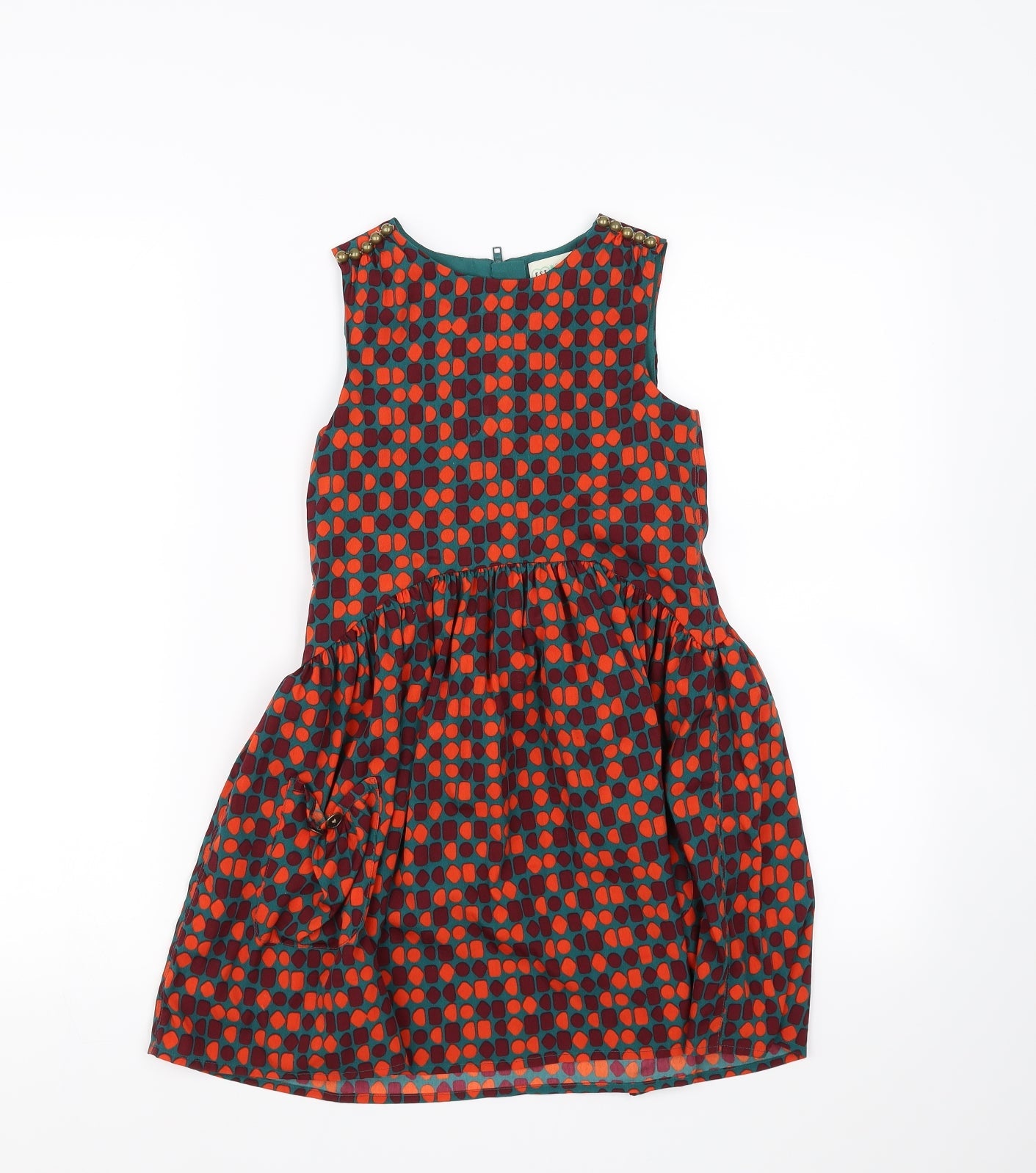 Wear With love Girls Green Polka Dot  Fit & Flare  Size 6-7 Years