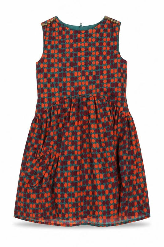 Wear With love Girls Green Polka Dot  Fit & Flare  Size 6-7 Years