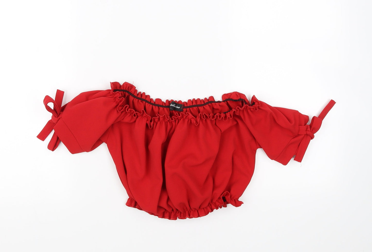 Womens UK Size 8 Preworn Red Cropped Blouse