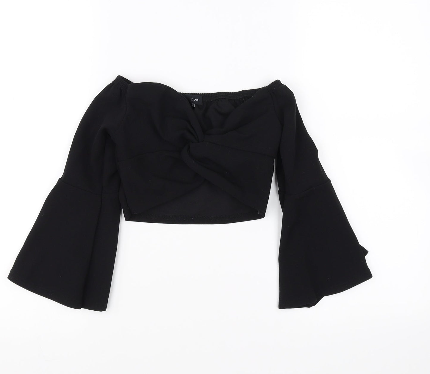 Womens UK Size 6 New Look Black Cropped Blouse