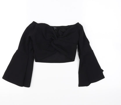 Womens UK Size 6 New Look Black Cropped Blouse