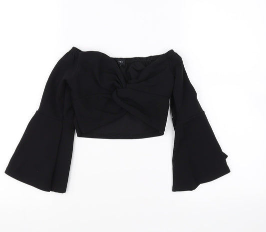 Womens UK Size 6 New Look Black Cropped Blouse