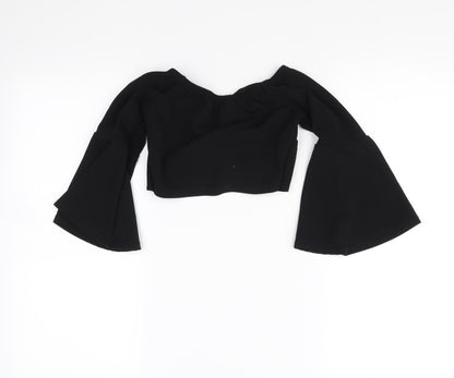 Womens UK Size 6 New Look Black Cropped Blouse