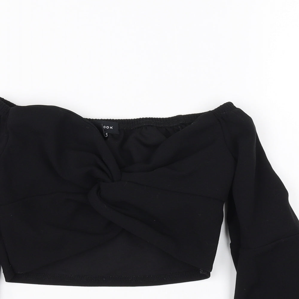 Womens UK Size 6 New Look Black Cropped Blouse