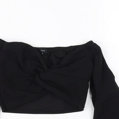 Womens UK Size 6 New Look Black Cropped Blouse