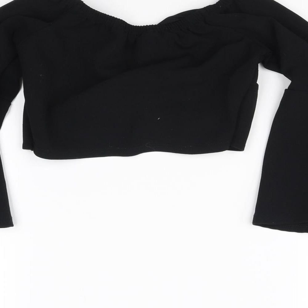 Womens UK Size 6 New Look Black Cropped Blouse
