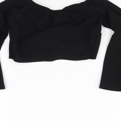 Womens UK Size 6 New Look Black Cropped Blouse