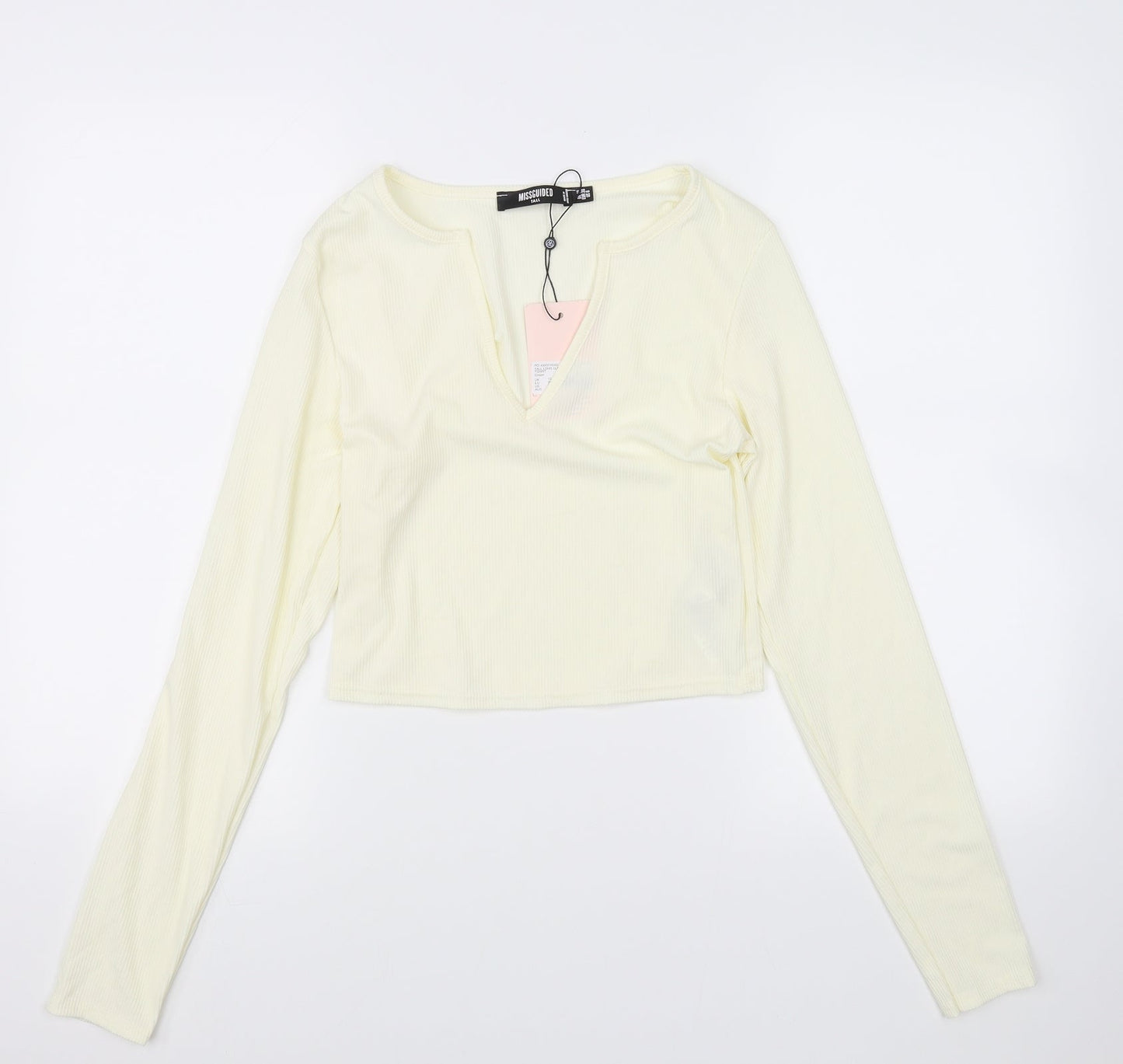Womens UK Size 10 Missguided Yellow Basic T-Shirt