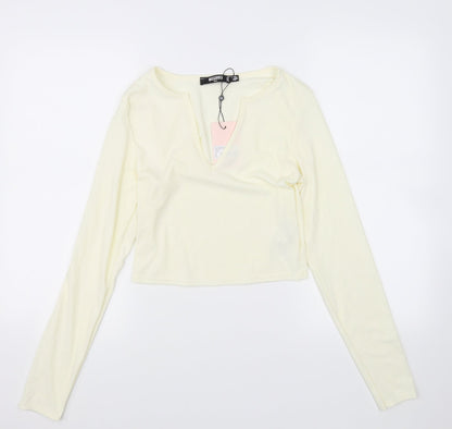 Womens UK Size 10 Missguided Yellow Basic T-Shirt
