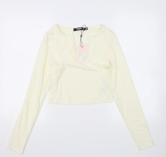 Womens UK Size 10 Missguided Yellow Basic T-Shirt