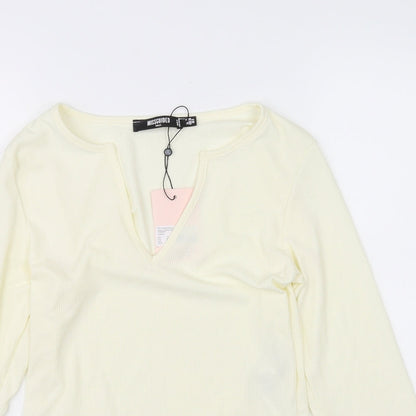 Womens UK Size 10 Missguided Yellow Basic T-Shirt