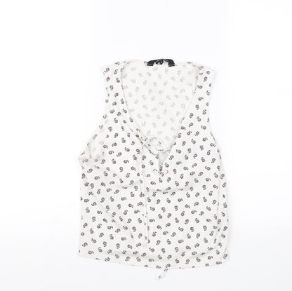 Womens UK Size 8 New Look White Cropped Blouse