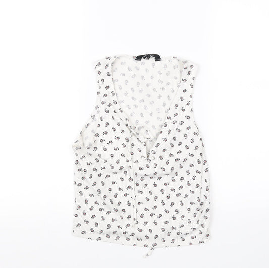 Womens UK Size 8 New Look White Cropped Blouse