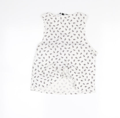Womens UK Size 8 New Look White Cropped Blouse