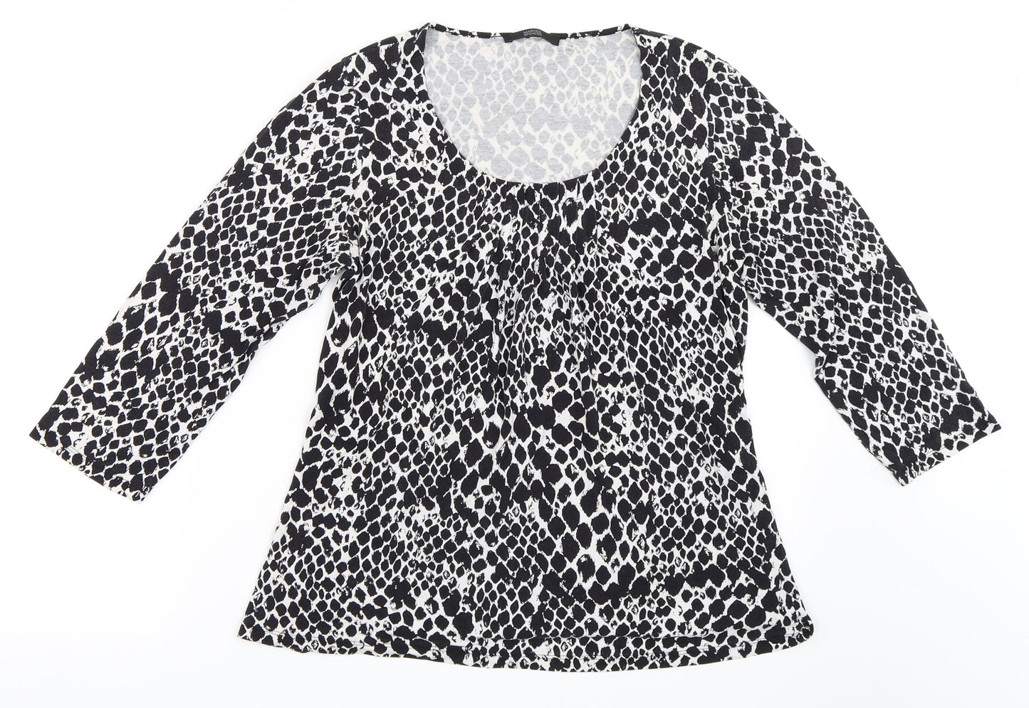 Marks and Spencer Womens Black Animal Print  Basic T-Shirt Size 8