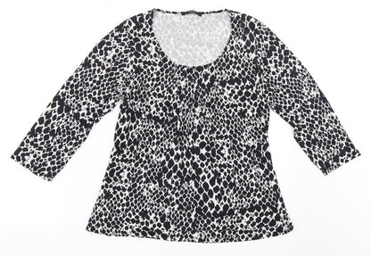 Marks and Spencer Womens Black Animal Print  Basic T-Shirt Size 8