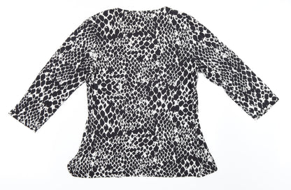 Marks and Spencer Womens Black Animal Print  Basic T-Shirt Size 8