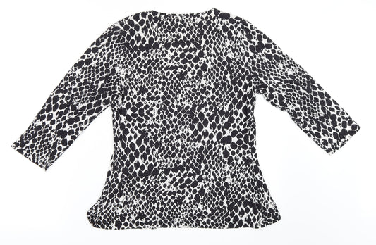 Marks and Spencer Womens Black Animal Print  Basic T-Shirt Size 8