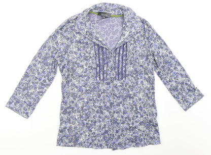 Womens UK Size 8 Per Una Blue Basic Button-Up