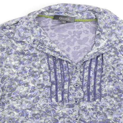 Womens UK Size 8 Per Una Blue Basic Button-Up