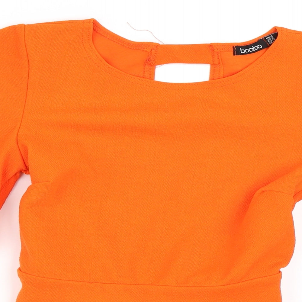 Womens UK Size 6 Boohoo Orange Basic Blouse
