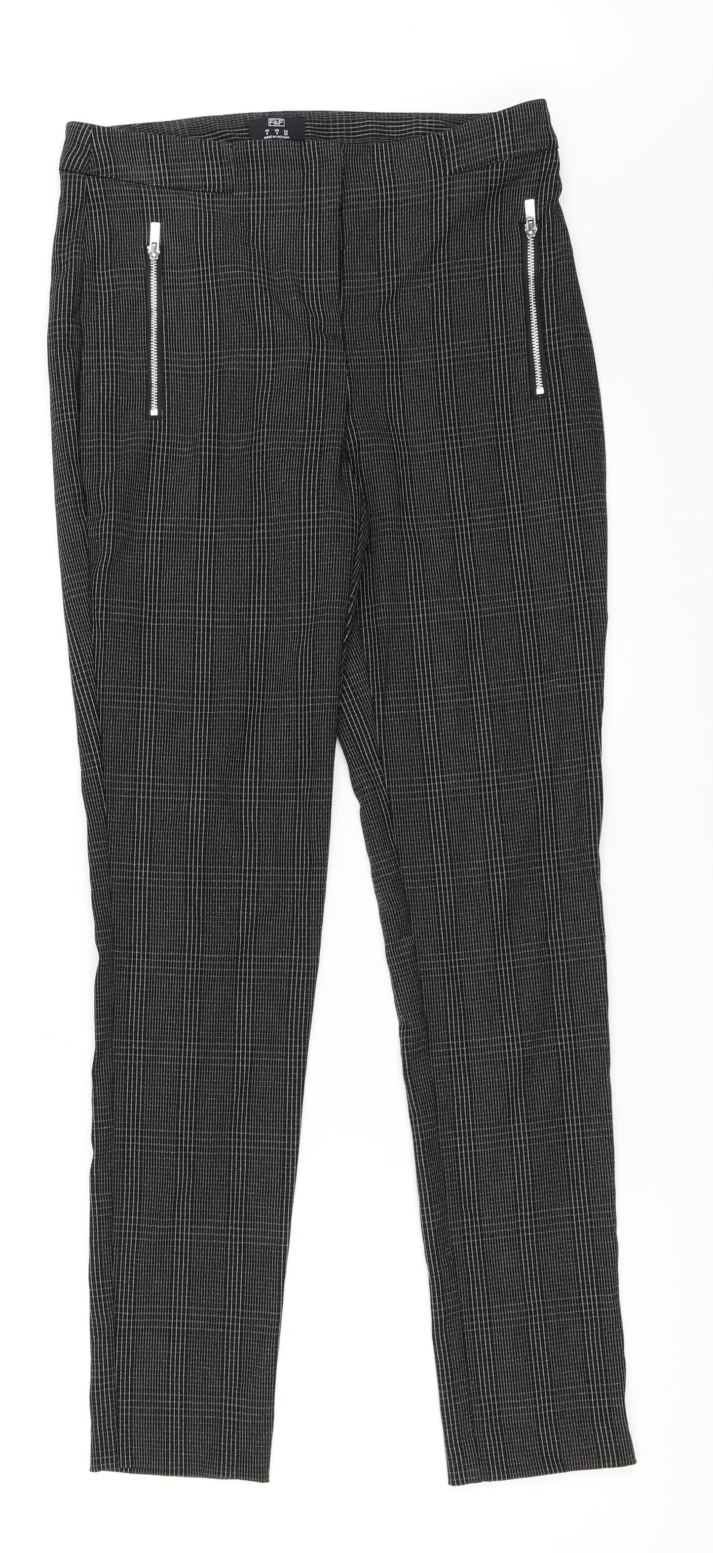 Womens UK Size 8 F&F Regular Fit Capri Black Trousers