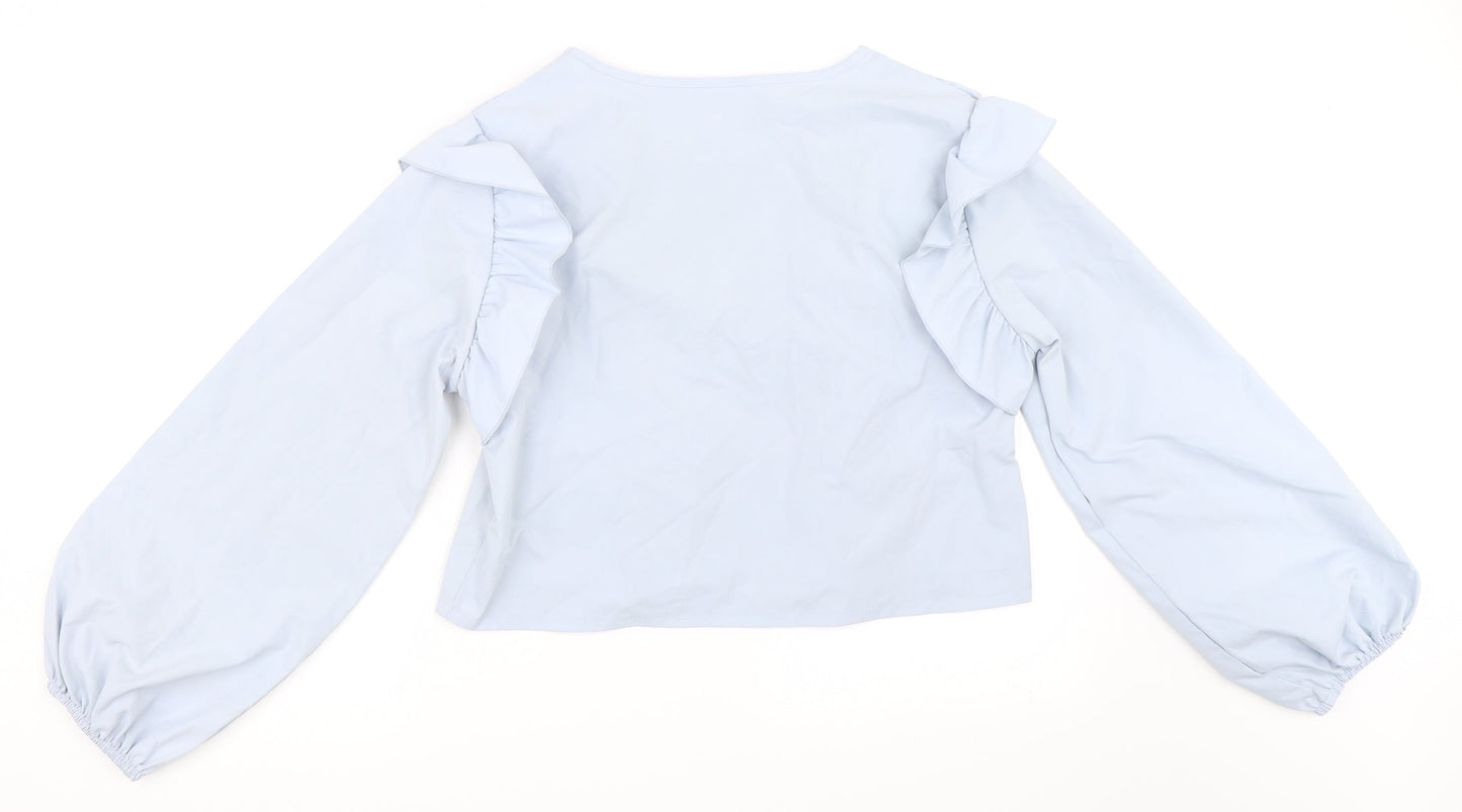 Womens UK Size M Preworn Blue Basic Blouse