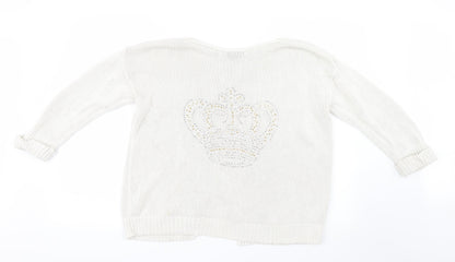 Topshop Womens Ivory  Knit Pullover Jumper Size 10