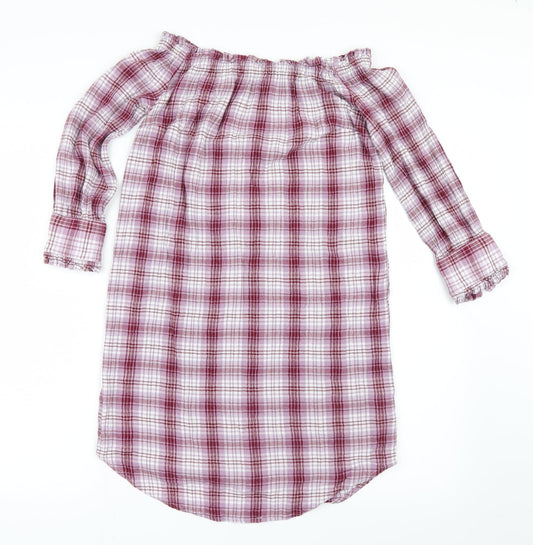 New Look Womens Pink Check  Shirt Dress  Size 10